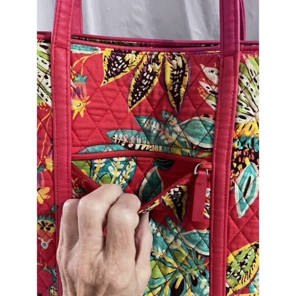 Vera Bradley Red Rumba Floral Small Trimmed Tote Bag 15 X 11 X 5 - Picture 5 of 6